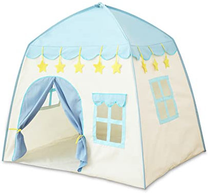 Ergocar Tiendas de Campaña para Niños Princesa Príncipe Castillo de Ensueño Carpa Infantil con Bolsa de Mano Día del Niño Cumpleaños Regalos Niños Niñas Interior y Exterior-Azul Estrella