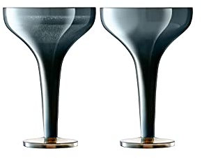 LSA Epoque Champagne Saucer 150ml Sapphire/Lustre | Set of 2 | Mouthblown & Handmade Glass | Hand Painted | EQ06