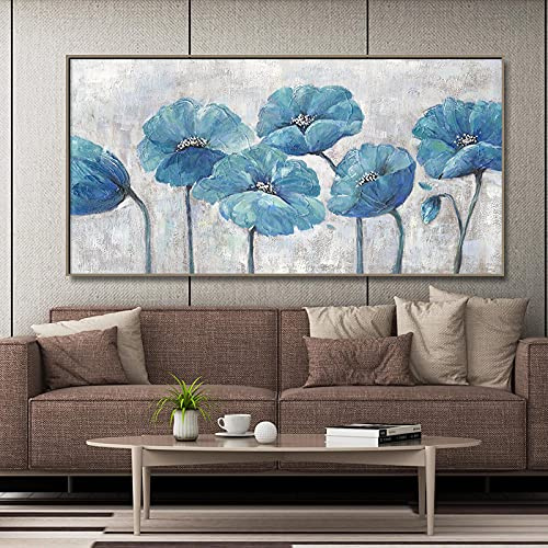 Stora bilder Blå Stora Blommor Canvastryck Tavlor för vardagsrum Hem Väggkonstdekoration Posters 50x100cmx1st ramlösa