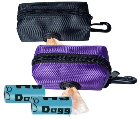 Sacchetti per escrementi di cani, 2 Pezzi Porta Sacchetti Cane,Porta Sacchetti per Cacca di Rifiuti per Animali Domestici per Guinzaglio,Distributore di Cacca di Sacchetto Universale con Cerniera
