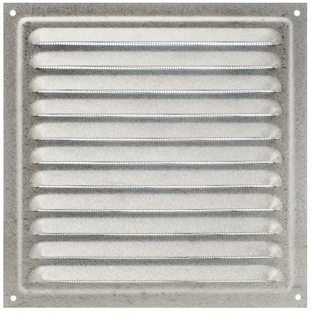 Rejilla de Ventilación de Acero Galvanizado con Malla Antiinsectos, Parrilla de Ventilación Metálica para Interiores y Exteriores, Salida de Aire para Paredes y Techos. (20 x 20 cm)