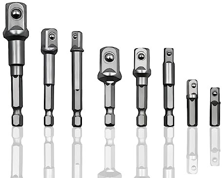 8tlg Stecknuss-Adapter 1/2, 1/4, 3/8 Stecknussadapter Set Sechskant Steckschlüssel Adapter Satz für Knarren, Nuss, Steckschlüsseln