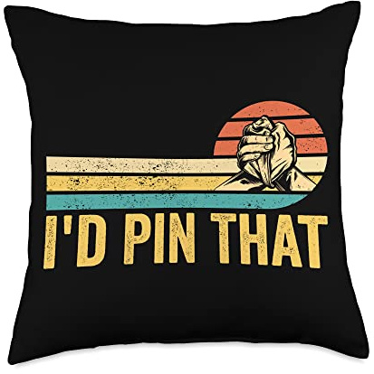 Funny Arm Wrestling Arm Wrestler Gifts Wrestling Arm Wrestler I'd Pin That Throw Pillow, 18x18, Multicolor