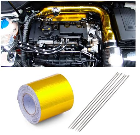 JNNJ 5mx5cm Cinta Adhesiva de Aluminio, Autoadhesiva y Eesistente al Agua Calor, Cinta Aislante Refuerzo de Malla Fibra Vidrio, Adecuado para el Mantenimiento de Tuberías Automóviles