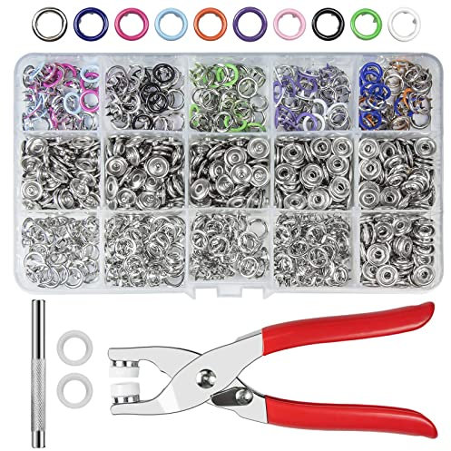 Druckknöpfe mit Zange, Metall Druckknopf Set mit Feste Knöpfe Werkzeug, Druckknöpfe Ohne Nähen 200sets für DIY Basteln Kinderbekleidung,Kleidung Taschen, Handgemaakt, 9.5 mm, 10 Farben
