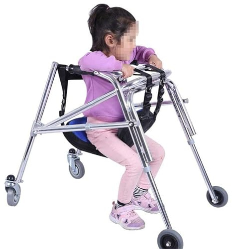 UYSELA Deambulatore per Bambini 4 Ruote,Girello in Alluminio Leggero con Seduta,Rollator Pieghevole Deambulatore Sedia Rotelle Egolabile in Altezza Rollator da Esterno,L