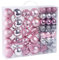 60er Set Weihnachtskugeln Rosa und Silber, Christbaumkugeln Kunststoff Set, Weihnachtskugeln Ornamente mit Baumkronensterne, Weihnachtsbaumkugeln für Weihnachts Dekoration
