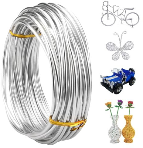 JGCJGG 10Mx3MM Aluminium Draht zum Basteln, Silber Aluminiumdraht Basteldraht Aluminium Schmuckdraht Metall Bindedraht zum Basteln Silber Aluminium Modellierdraht für Schmuckherstellung Bastelarbeiten