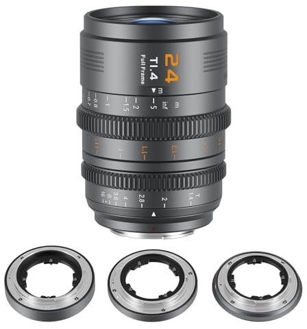 SIRUI VP-1 Vision Prime 1 T1.4 Full Frame Cine Lens, 24 mm Manual Focus Cinema Lens with Pre-Installed E Mount, Interchangeable RF/Z/L (Metal Gray)