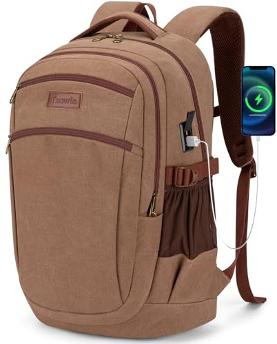 Tzowla Vintage kanvas laptop ryggsäck för män och kvinnor, högskola resa arbete ryggsäck passar 40 cm Laoptop