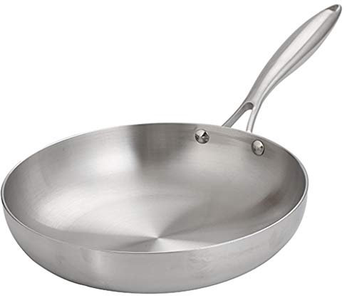 WOTZOV Padella Antiaderente Multiuso in Acciaio Inossidabile 304, Adatta per pentole a induzione, per Uso Domestico, per Cucina e Ristorante.,One Color 36cm