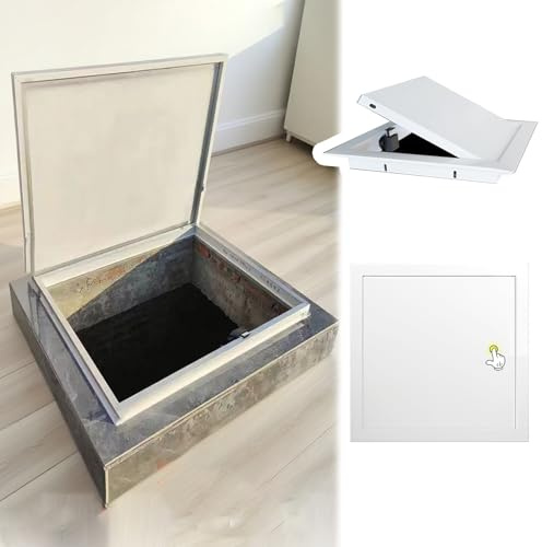 Panneau d'accès au sol personnalisable – Porte de grenier en aluminium pour plomberie et isolation électrique Noir/blanc/gris 55 x 60 cm – Parfait pour la rénovation de la maison