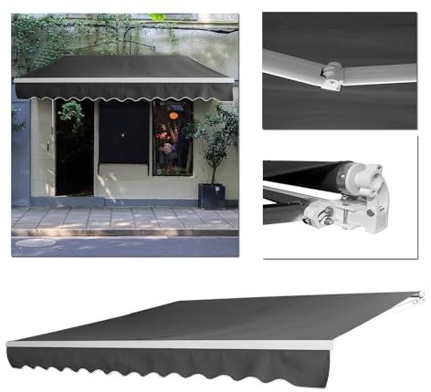 LZQ Aluminium Markise 2,5 x 2 m Balkonmarkise Sonnenschutz Kassettenmarkise Gelenkarmmarkise Sonnensegel Dunkelgrau