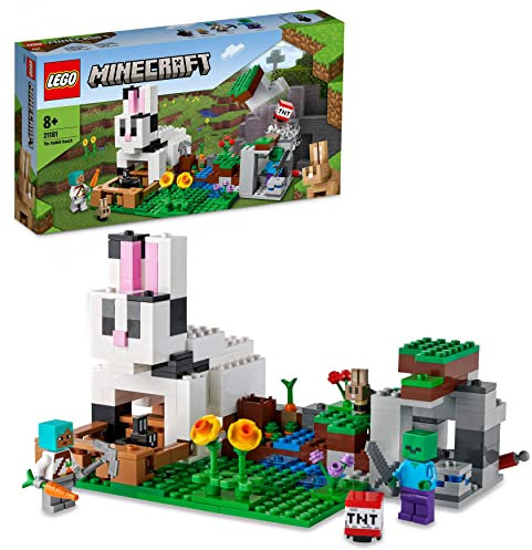 LEGO 21181 Minecraft The Rabbit Ranch House Farm Set, Animals Toy Kids, Boys And Girls Age 8 Plus With Tamer And Zombie Figures