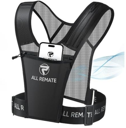 ALL REMATE Leichte Laufweste mit 5 Taschen – Schlankes Pullover-Design, nahtlose Passform, atmungsaktive reflektierende Joggingausrüstung