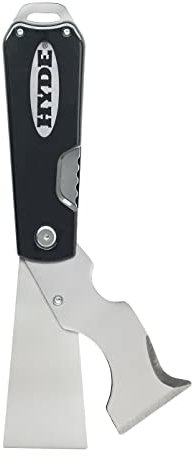 Hyde Dual Blade Folding Painter's Tool 5-in-1 Stainless Steel Folds Closed, Flex 1-1/2 Inch, Cleans Rollers, Spreads Compound, Scrapes, Cleans Out Cracks, Opens Cans and Boxes