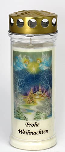 Kerzen Junglas - Grabkerze Weihnachten mit 7 Tagen Brenndauer, (3840), schöne Grablichter mit Motiv, Grabkerzen mit Deckel, Grabschmuck wetterfest, Trauerkerzen mit Spruch, Friedhofskerzen