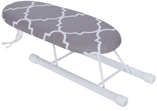 Majatou Small TableTop Ironing Board With Washable Cover, Easily Foldable Legs, 26x11 cm, Lightweight and Compact for Home Travel Use (Classic Grid)
