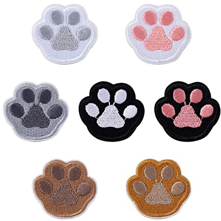 Bestewelry 21 x Hundepfoten-Aufnäher zum Aufnähen, Fußabdruck, bestickte Applikation, Aufkleber zum Nähen, Jacken, Jeans, Kleidung, Rucksack, Reparatur