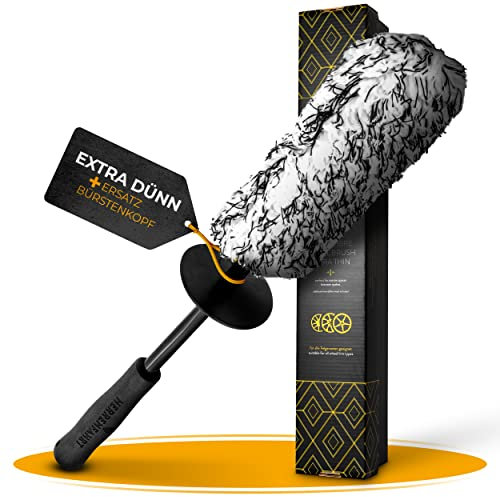 HERRENFAHRT Mikrofaser Felgenbürste Ultra Dünn | extra schmaler Bürstenkopf für kratzfreie & gründliche Reinigung | kommt auch in Enge Zwischenräume | Microfaser Auto Felgenbürste Alufelgen