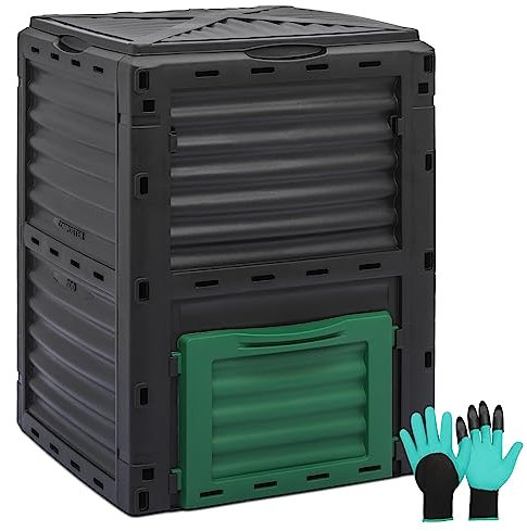 MoNiBloom Grand bac à Compost de 80 gallons, sans BPA, pour Jardin, terrasse, composteurs à Chambre rotative à Fonctionnement Rapide pour Jardin, terrasse avec Porte coulissante