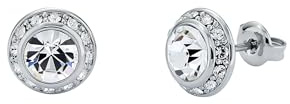 Ted Baker Soletia Solitaire Sparkle Crystal Stud Earrings For Women (Silver Tone/Crystal)