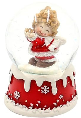 Snökula – ängel med stjärna – på snöig bas, L/B/H/Ø kula 4,8 x 4,8 x 6,5 cm Ø 4,5 cm