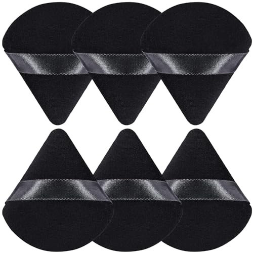Dreieck Makeup Puderquaste für Lose Puder und Flüssige Kosmetik, Weicher Plüsch-Puderschwamm, Make-up Powder Puff, Make-up-Werkzeug 6 Stück Schwarz