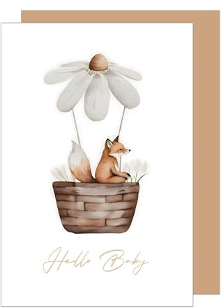 Edition Seidel Tarjeta de felicitación premium para nacimiento con sobre, tarjeta de felicitación para bebé, tarjeta de felicitación, tarjeta de felicitación para bebé, niño, niña, niño, flor, globo