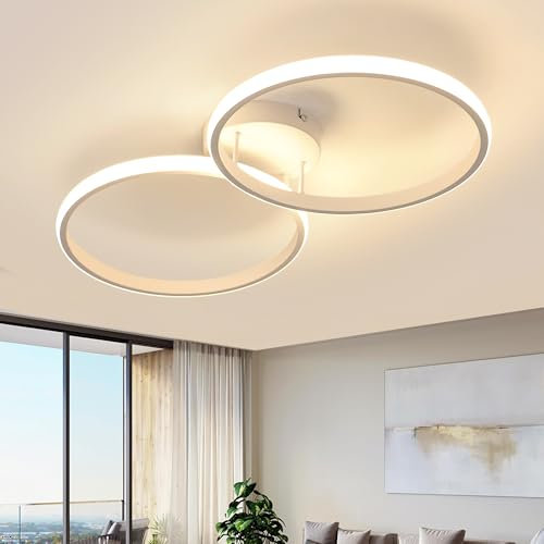 Toolight Plafoniera LED Soffitto, 36W 4050LM Lampadario Moderni Rotondo Bianca Acrilica, Plafoniera LED per Camera da Letto Cucina Soggiorno, Luce Bianco Caldo 3000K, 54CM