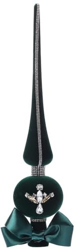 Garneck Kugelförmige Deutsche Weihnachtsbaumspitze Vintage-Kunststoff-Baumabschluss Metallische Baumverzierung Dekorative Baumspitze für Weihnachtsfeiertagsdekorationen Grün