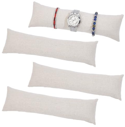 PH PandaHall 4pz Cuscini per Orologi Lunghi Cuscini per Bracciali In Velluto Da 11.2 x 3.1 pollice, Cuscino per Esposizione di Orologi Beige per Espositore per Gioielli