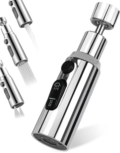 TPZORJX 1 pezzo rubinetto allegato 360 gradi girevole, 3 modalità filtro gorgogliatore, tubo di estensione funzione spray, cucina/bagno risparmio d'acqua (argento)