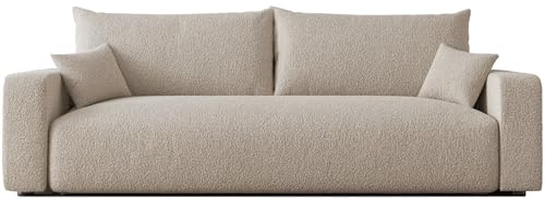 IDOHOME Schlafsofa mit Bettkasten 246x93 - Sofa Boucle - 3 Sitzer Sofa mit schlaffunktion - Couch mit Schlaffunktion - Wohnzimmer Couch - Schlafcouch