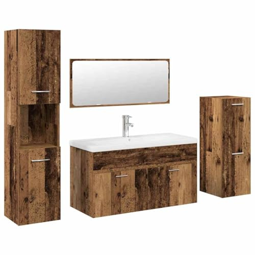 Generico Set Mobili da Bagno 5 pz Legno Antico in Legno Multistrato-3328913