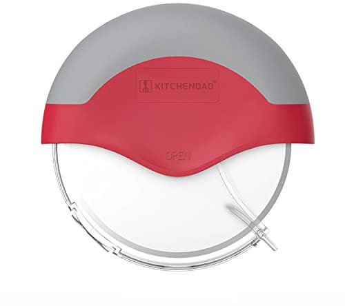 KITCHENDAO Roulette à Pizza, Coupe Pizza en Acier Inoxydable, Couteau Pizza avec Couvercle de Protection Amovible, Cutter pour Pizzas, Crêpes