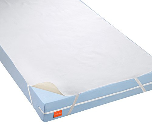 sleepling 197487 wasserundurchlässige Molton Matratzenauflage | Inkontinenzauflage | Matratzenschoner mit atmungsaktiver Beschichtung | 95 Grad | Made in Germany | 90 x 190 bis 100 x 200 cm, weiß