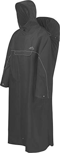 normani Regenponcho mit Rucksackfunktion - Wassersäule: 12.000 mm - Outdoorponcho - Extra Langer Wanderponcho Regencape Reiseponcho mit Ärmeln für Damen und Herren Anthrazit XXL-3XL