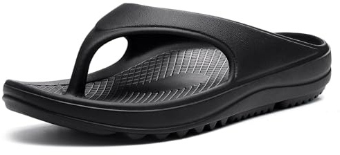 shevalues Women's Arch Support Flip Flops Recovery for Plantar Fasciitis Orthopedic Thong Sandals for Summer Beach, Black 41 (10 Women/8.5 Men)