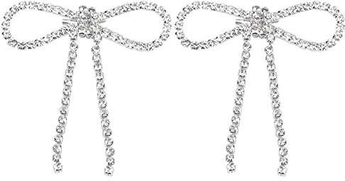 Natudeco 2 Stück Strass Broschen Set Quaste Schleife Vintage Bowknot Brosche Pin Schleife Diamant Brosche Silber für Frau Revers Abzeichen Pins DIY Craft Dekorationen