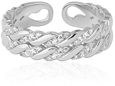 925 Sterling Silver Thumb Ring for Women Dainty Stackable Gold Ring Handmade Twist Stacking Ring Friendship Ring (Silver)