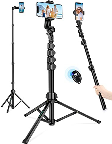 Phone Tripod, 71 Tripod for iPhone, Selfie Stick Tripod Stand with Remote, Phone Tripod & Tall Travel Tripod for Recording Video Selfies Photo, Compatible with iPhone Android Cell Phone