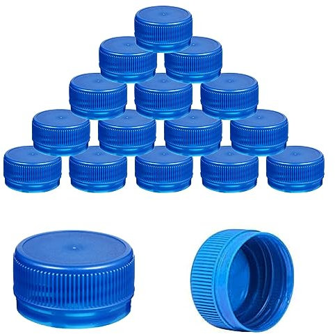 50 PCS Plastic Bottle Caps Reusable Bottles Lids Blue Bottle Tops Craft Bottle Stickers for Children Kids Kindergarten DIY Craft Projects Scrapbooks Decoration Outdoor Games