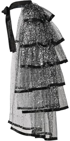 Graceart Surjupe bouffante en tulle style steampunk avec ceinture à nouer, noir
