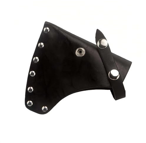 Paquete de 1 funda de cuero negro para hacha, cubierta de botón ajustable, protector de cabeza de hacha, herramienta de leñador esencial para exteriores
