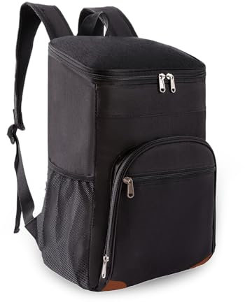 sunVigorous 15L Kühlrucksack, Auslaufsichere Kühltasche Rucksack, wasserdichte Picknickrucksack, Isolierte Lunchtasche für Männer Frauen, Arbeit Picknicks Strand Camping Reisen Outdoor (Schwarz, 15L)