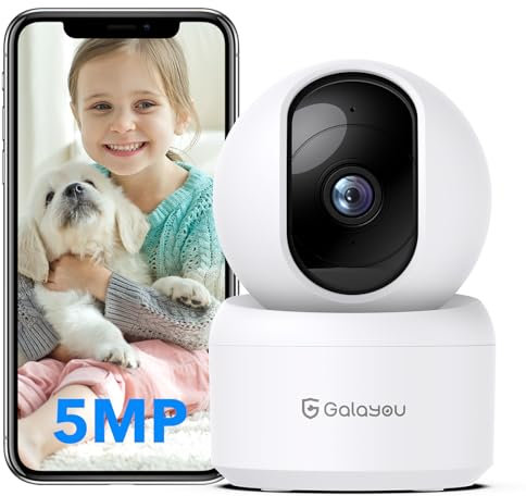 GALAYOU 3K(5MP) Babyphone Camera Surveillance WiFi - Camera Bebe sans Fil, Détection Humaine AI Suivi Intelligent 360° avec Enregistrement continu, Compatible avec Alexa