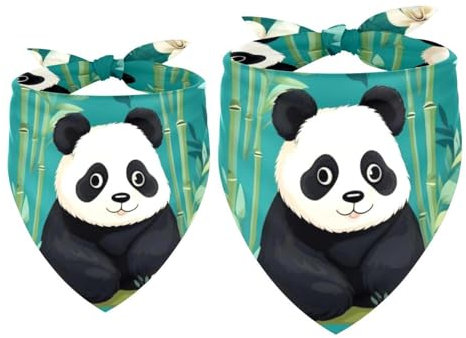 Hundehalstuch, Pandabär, Bambus, Dreieckstuch für kleine, mittelgroße und große Hunde und Katzen, Dreieckstuch, Lätzchen, 2 Stück