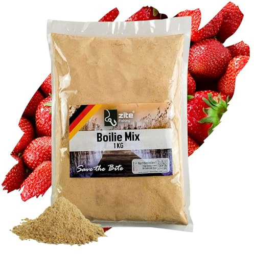 Cite Fishing 1 kg boilie färdig blandning – 4 aromer – gör det själv boilies – tillverkning av foderballonger, fiskefoder, karpbete – hög lockeffekt och superkonsistens (jordgubbst)