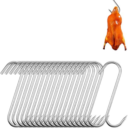 COYUN 20 pcs Gancho Carnicero, Ganchos de Carne en Forma de S, Ganchos en forma de S Hooks, Gancho de carnicero de acero inoxidable, Adecuado para colgar